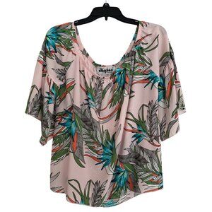 Meghan Los Angeles Tropical Floral Blouse With Flutter Sleeves